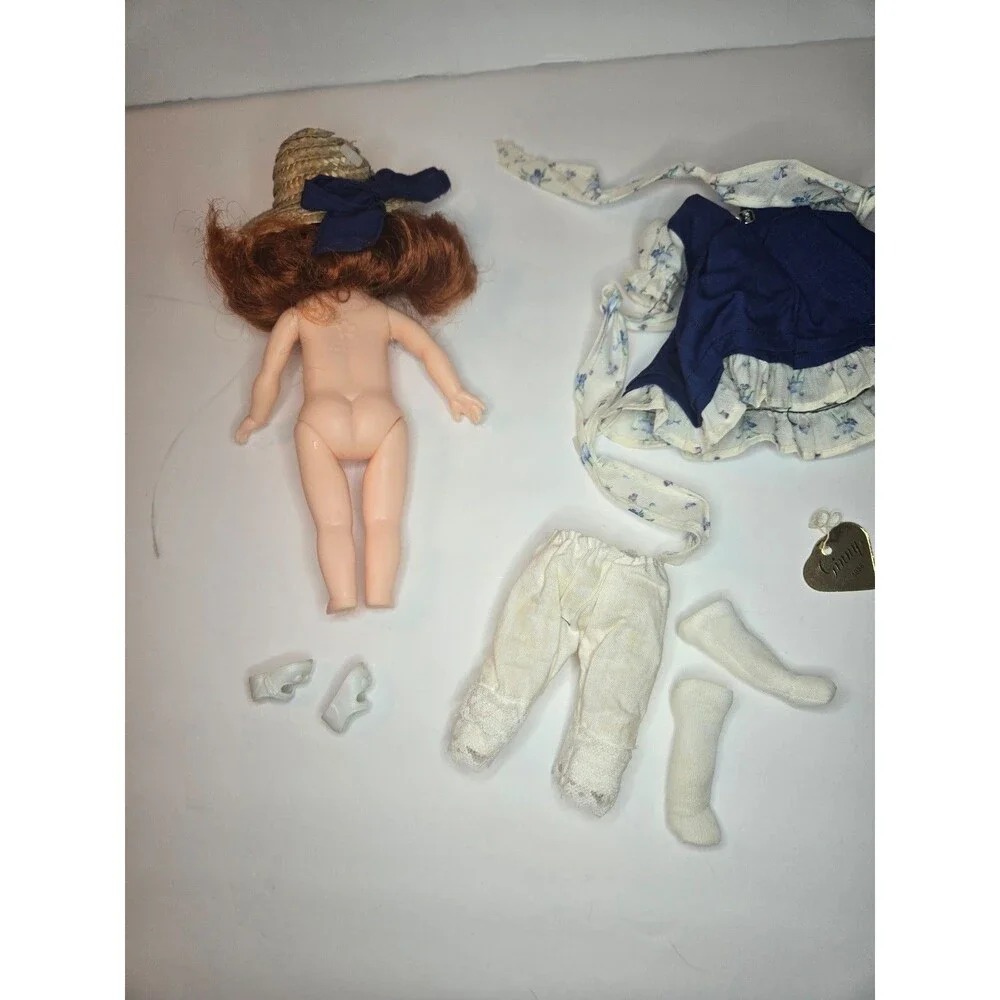 Vintage Vogue Doll 8" Ginny 1985 Doll Blue Floral Dress Straw Hat Tag - Picture 12 of 12